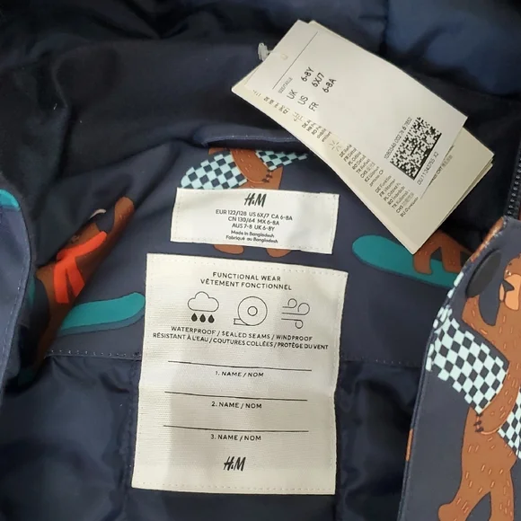 H&M Kids' Navy Snowsuit with Bear Print Size 6-8 - Picture 2 of 5